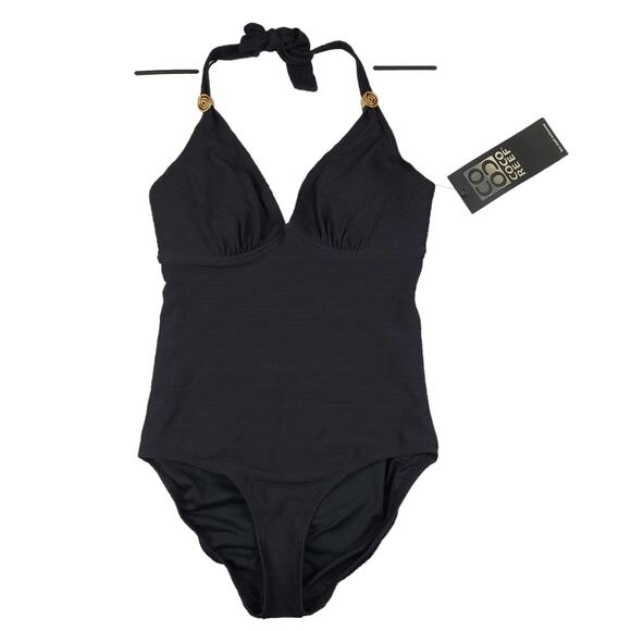 Coco Reef Perfection Fit One Piece Swimsuit Bathing Suit 32C Black Halter - Picture 1 of 5